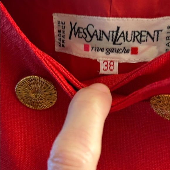 Yves Saint Laurent Vibrant Red Blazer with Gold Buttons - Picture 3 of 5